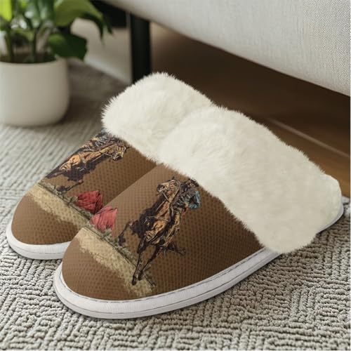Womens Fuzzy Slippers Warm Winter House Slippers Indoor Slip-on House Shoes Memory Foam Shoes4