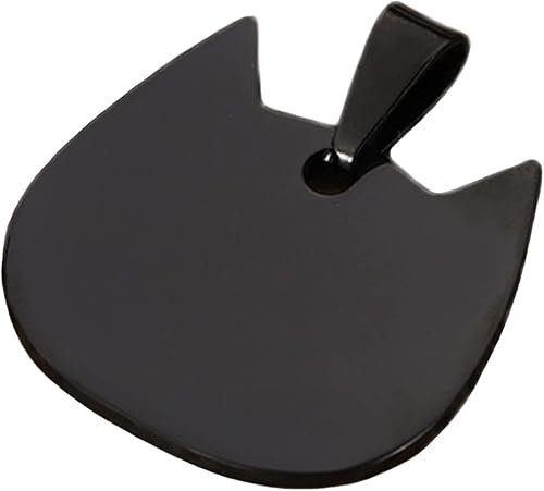 Miniatura 5 de 5 etiquetas de identificación de cabeza de gato para mascotas, nombre de gato, acero inoxidable, estampado en blanco, etiquetas de collar de