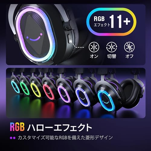 FIFINE ゲーミングヘッドセット USB 有線接続 Game/Chat音声バランス技術 7.1サラウンドサウンド PS5/PS4/PC/Mac対応 ゲーム ライブ配信適用 制御可RGBライト 脱着式ノイキャンマイク付き ヘッドホン ブラック H13BP