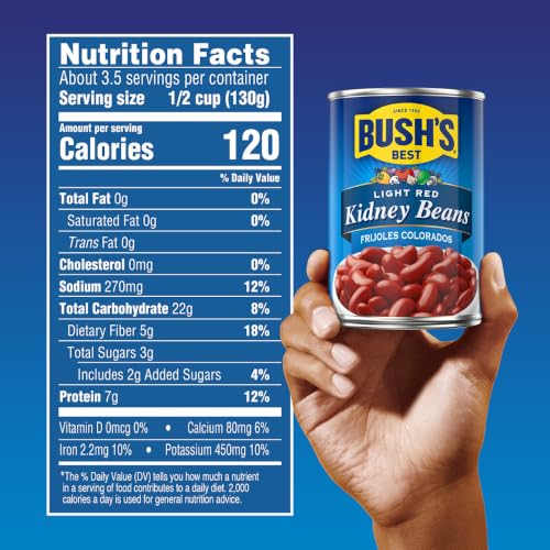 Image of Bush's Best Light Red Kidney Beans, 16 oz, (Pack of 12) | Canned Beans, Kidney Beans Canned, Source of Plant Based Protein and Fiber, Low Fat, Gluten Free