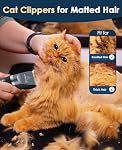 Oneisall Clippers de chat silencieux pour Matted & Cheveux longs 2-Speed Kit de grooming pour chats 240mins Longue durée de vie de la batterie, longueur réglable de la lame, 6 Guide Guards avec ciseaux et peigne en acier, pour chats Petits chiens Animaux