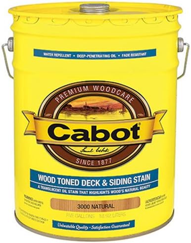 Cabot Samuel Inc 3000 08 5 Gallon Natural Wood Dark Toned Deck Siding Stain Penetrating Protection Against Sun Damaging Weather Elements Water Repellent Easy To Apply 1 Coat Coverage 5 Gal