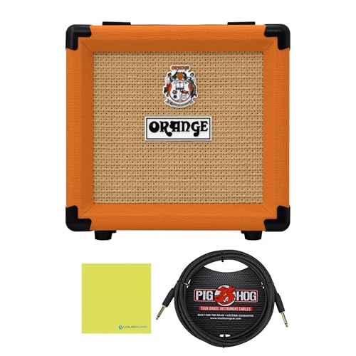 Liquid Audio Orange PPC108 1x8 Closed Back Speaker Cabinet Bundle with 10ft Instrument Cable (Orange + 10ft Cable)