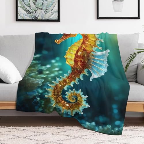 Couverture polaire hippocampe couverture duveteuse douce légère 180x200cm