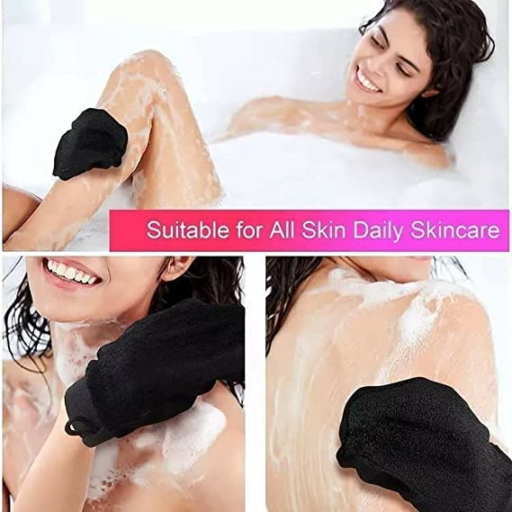 AP & ZP Bath Gloves Exfoliating Gloves For Dead Skin Bath Scrub Glove Body Whitening Body Exfoliator Mitt (Black) 3