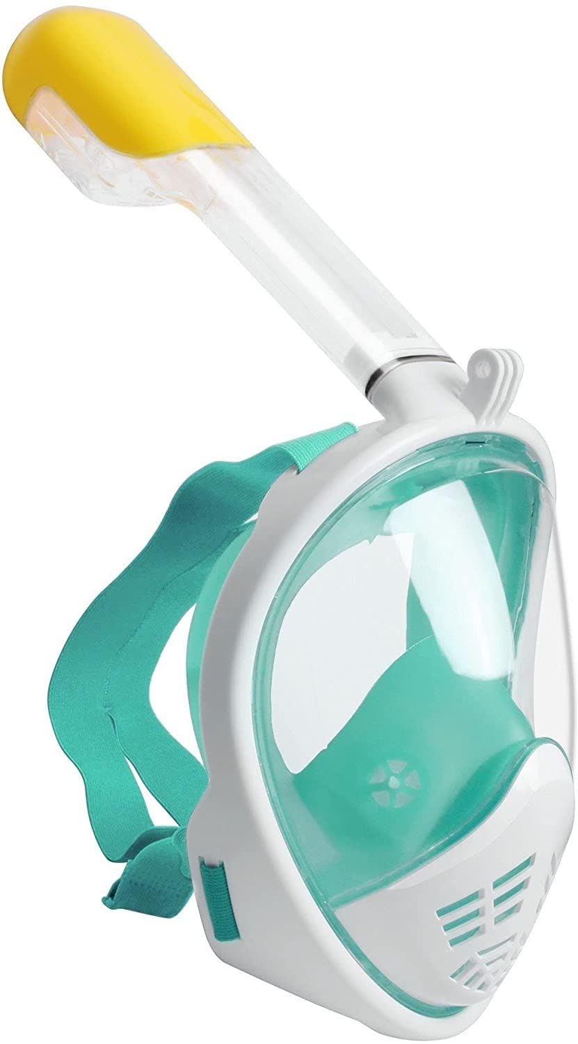 Maschera da Snorkeling per Adulti E Bambini, Antiappannamento, Panoramica A 180°, Ultra Trasparente, Morbida E Confortevole, Regolabile.（Green-S/M）