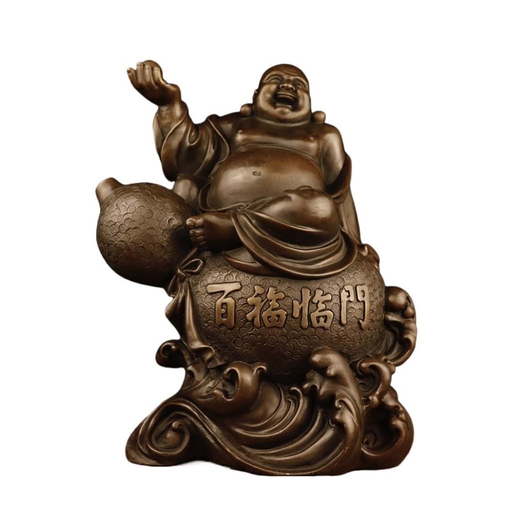 Posąg Buddy do wnętrz brązowa figurka Budda Maitreya Budda uśmiechnięty Budda miedziane ozdoby domowe rzemiosło Bodhisattwa statua medytująca statua buddy figurka rzeźba