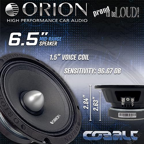 Orion CM64 Cobalt Cm65 High Efficiency 6.5 Inch Mid-Range Bullet Loudspeakers, 1000W Max Power, 250W Rms, 4 Ohm, 1.5 Inch Voice Coil - Pro Car Audio Stereo thumb #2