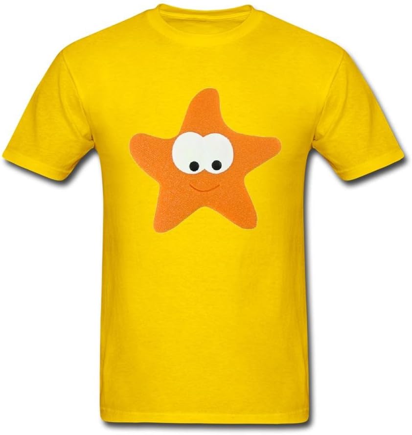 ZHShirt Men's Cute Starfish Cartoon Short Sleeve T-Shirt XXX-Large Yellow