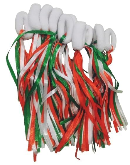 AR TAPES Tricolour Pom Pom & Ribbon Hair Band & Hand band for Independence Day Special and Republic day, Border, Celebration for Home & Office Orange White Green Elastic Hair Tie (pack of 6)-image-46