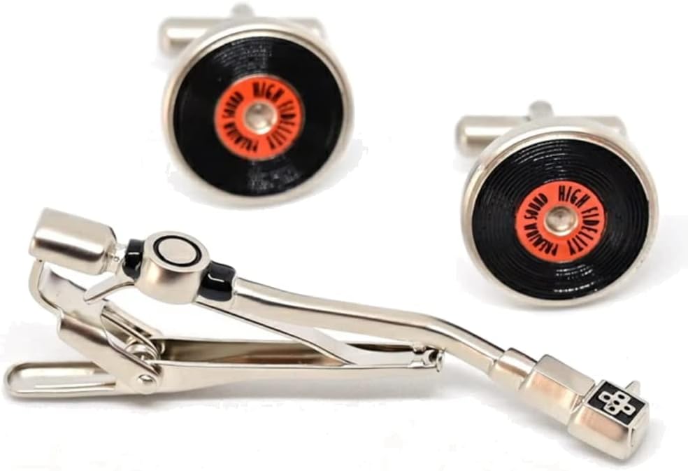 SWANK レコード針 レコード 面白 おもしろ オモシロ ユニーク コミック カフスセット タイピンセット カフス タイピン セッ