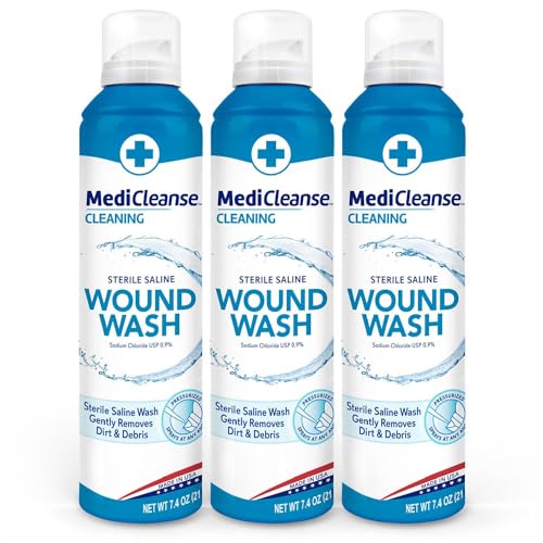 MediCleanse First Aid Sterile Saline Wound Wash Promotes Healing No Stinging or Burning 7.4 oz (Pack of 3) - Made in USA