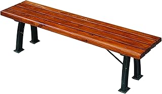 Banco de jardim ao ar livre, banco de madeira ao ar livre, banco de jardim, assento de pátio com estrutura de ferro e ripas de madeira anticorrosivas, cadeira de parque de lazer para terraço, usada p