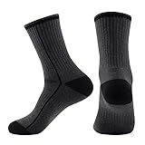 ZERAOKE 2 Pair Men's Winter Anti-Slip Warm Wool Blend Thick Crew Socks,Moisture-Wicking Perfect for Outdoor Sports Ski-Dark Gray-Us Men Size 6-11