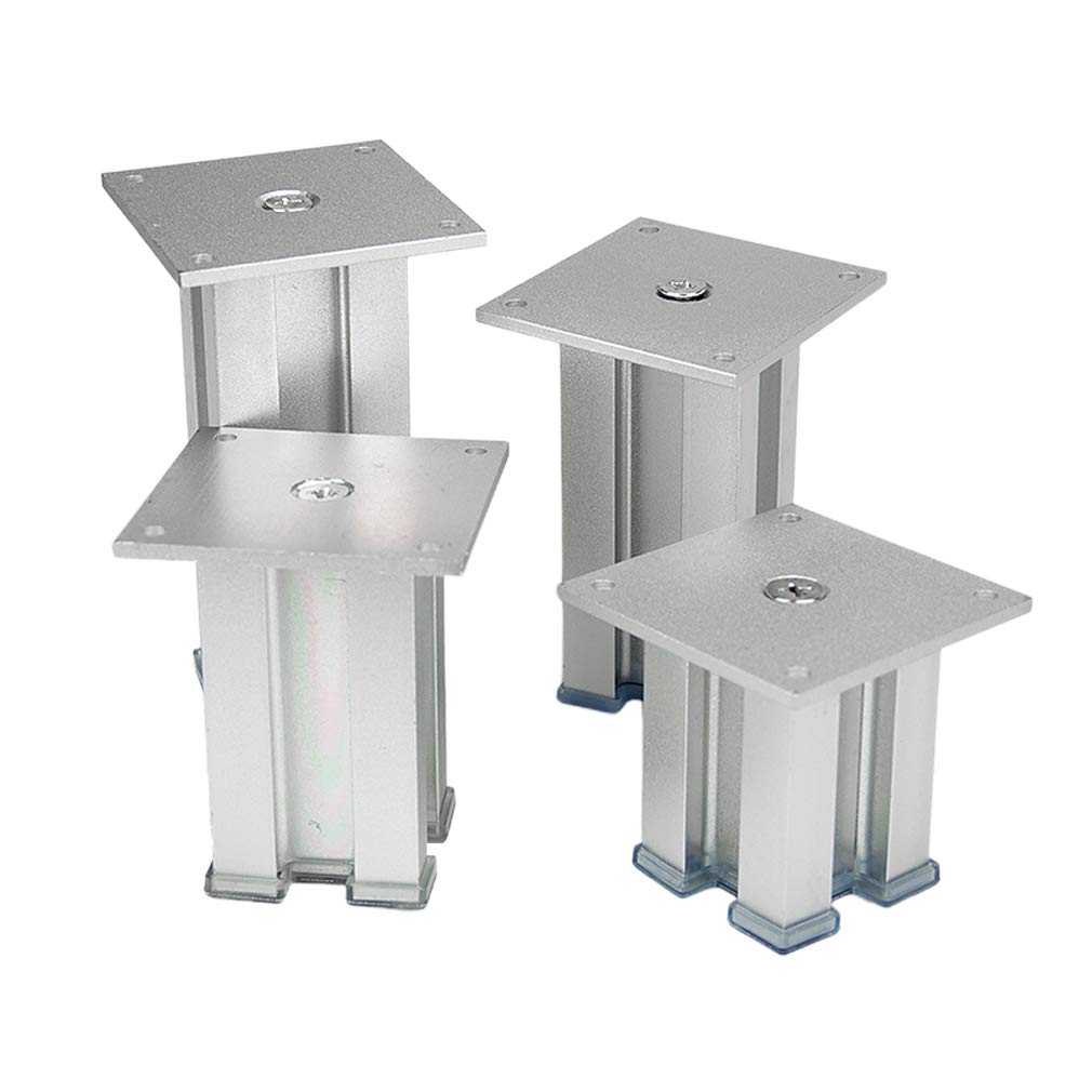 Generisch Nogi meblowe ze stopu aluminium, kwadratowe nogi sofy, do kawy, zapasowe nogi, nóżki kuchenne, nóżki do regału na książki, nogi łóżka, nogi szafy, ze śrubami, zestaw 4 sztuk (15 cm) (srebrne