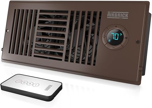 Miniatura 1 de Airbrick Ventilador silencioso de registro inteligente con control remoto. Se adapta a orificios de registro de 4 x 10 pulgadas. Mejora el flujo de