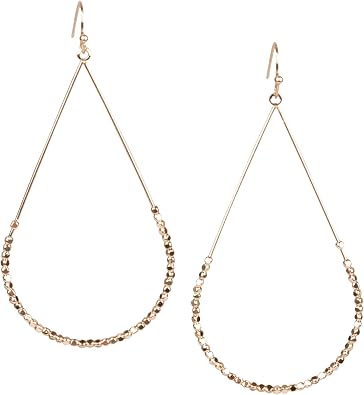 Teardrop Hoop Earrings for Women, Cute Summer Trendy Retro Dangle Jewelry, Vintage Seed Bead Geometric Earrings, Country Concert French Hook Wear, Beautiful Gold Alloy Gift