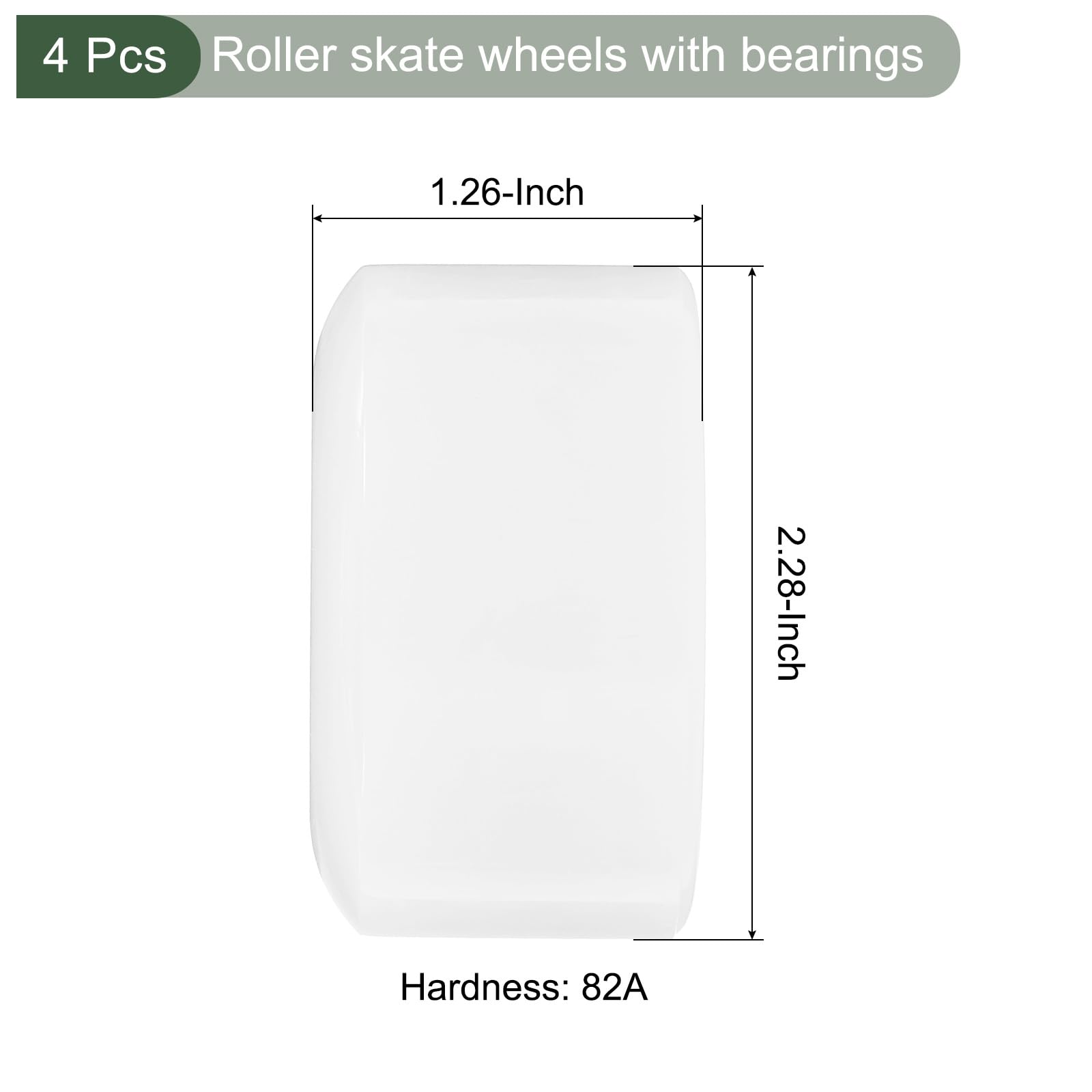 YOKIVE 4 Pcs Roller Wheels, 82A Skate Roller Replacement with Bearings Skateboard Replace, Great for Outdoor Indoor (White, 1.3 x 2.3)