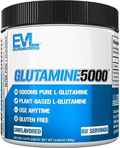 EVL L-Glutamine Powder Supplement for Post Workout Recovery, Vegan