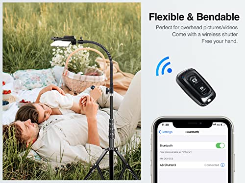 Elitehood 81" Tall Flexible Tripod Stand for iPhone with 17in Adjustable Gooseneck with Remote Compatible with iPhone 13 Pro Max / 13 Pro / 12 Pro Max, Android Phone