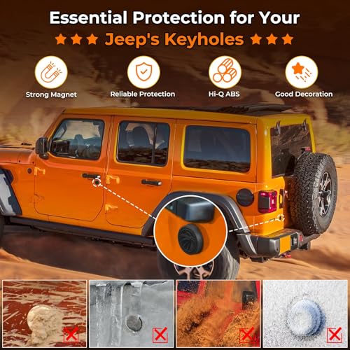 Image of CALBEAU Strong Magnet Keyhole Covers Compatible with 2018-2026 Jeep Wrangler JL and Gladiator JT Front Door, Door Lock Covers for Keyhole Protection (Eagle)