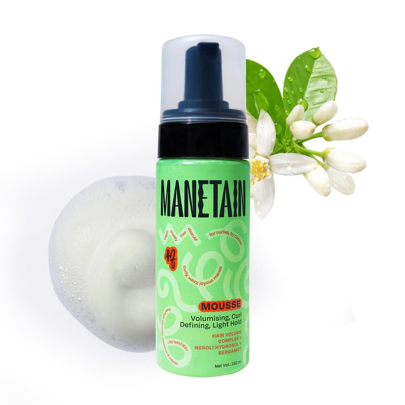 MANETAIN Hair Mousse 150ml for Dry, Frizzy Hair | Volumizing & Curl Defining Mousse for All Hair Types | Lightweight Formula for Medium Hold | Frizz Control & Improved Texture | Vegan & Cruelty-Free