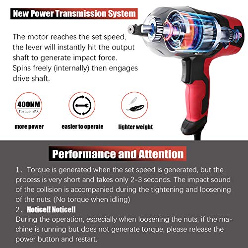 GETUPOWER 120 Volt Electric Impact Wrench 1/2 inch, 350 Ft.lbs Max Torque, Portable Corded Impact Wrench with Sockets and Carry Case