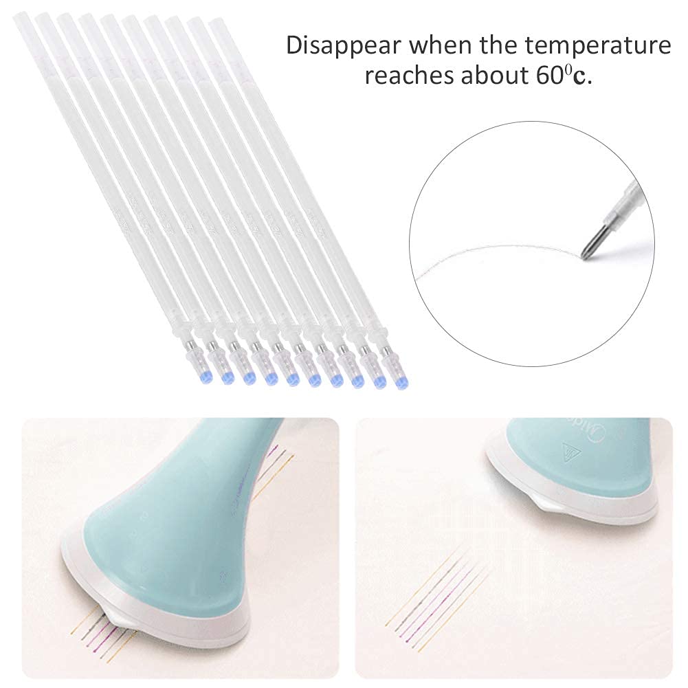 TOPINCN 100pcs Penne Cancellabili a Caldo Penne Cancellabili Bianche per Marcatura di Tessuti Penna a Scomparsa Ad Alta Temperatura Ricarica Pennarello Cancellabile a Caldo per Quilting