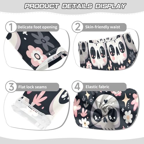 Bolaz Toddler Girls Leggings Printed Yoga Pants Leggings Grey White Skull for Kids3