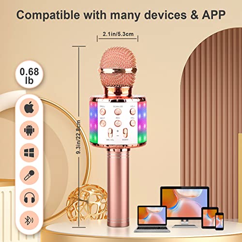 Image of ShinePick Wireless Karaoke Microphone, Portable Bluetooth Karaoke Microphone with LED Light for Kids /Adults Singing (Q78)