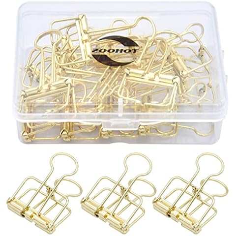 Binder Clips Premium Wire Clips Gold 0.98 Inch Hollow Paper Clips - Pack of 15 Cover