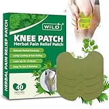 WILD+ Knee Pain Relief Patches, 40PCS Pain Relief Patch Natural Herbal Heat Patches, Wormwood Knee Heat Pads for Relief Arthritis, Neck/Shoulder/Back/Joint Pain, Muscle Soreness