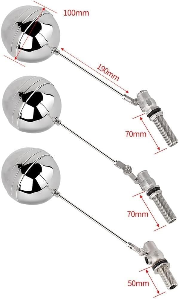 Stainless Steel Float Ball Valves, 1/2" Stainless Steel Adjustable Float Valve,5CM/7CM Male Thread Extended Water Tank,1pcs(5cm)