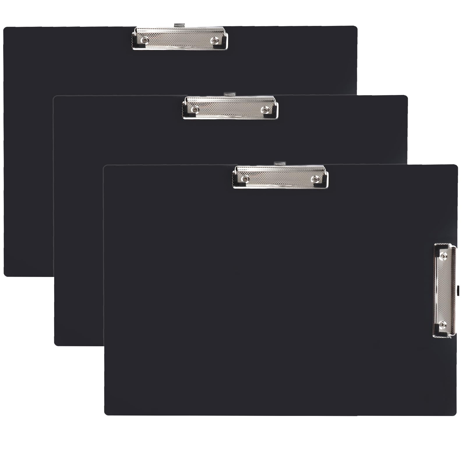 CYEER A3 Clipboard Pack of 3, Black Clipboards A3, Extra Large Plastic Clip Board with 2 Low Profile Clip for School, Office