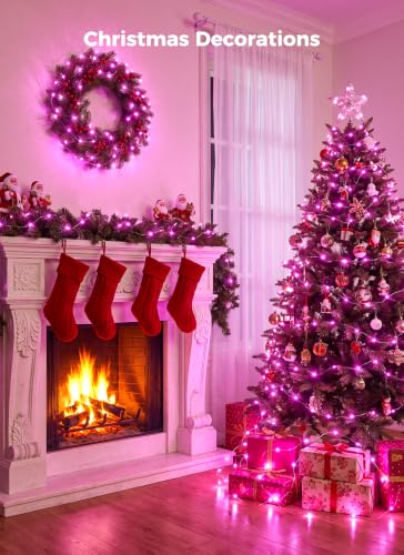 Image of Pink Fairy Lights Plug in, 33Ft 100 LEDs Waterproof Silver Wire Firefly Valentine's Lights, Adaptor Included, Starry String Lights for Wedding Indoor Outdoor Patio Garden Valentine's Day Decoration