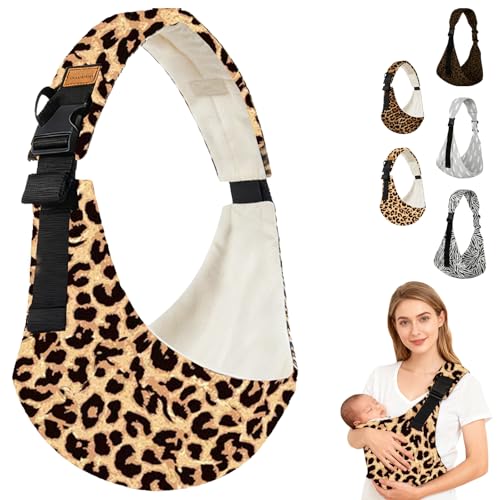 LUKIUP Portabebés Seitlic, hasta 20 kg, diseño de leopardo, bandolera ajustable, para recién nacidos (D)