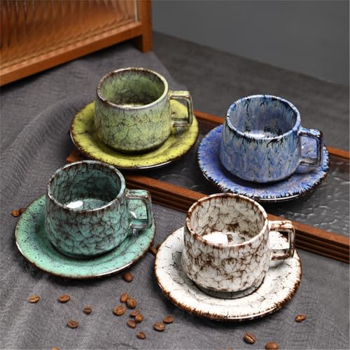 Taza de café retro de gres con patrón irregular para reconectar con la calma 6