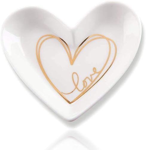 Kate Aspen Soporte para anillos y soporte para joyas, bandeja para anillos en forma de corazón, regalos de boda para la pareja, regalos de despedida