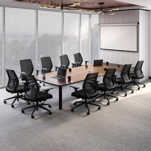 Image of Interio by Godrej Curv Premium Mesh Wide Back Ergonomic Chair for Work from Home /Study | 1 Year Warranty | Height Adjustable Chair | Heavy Duty PP Base | DIY Installation (Set of 10, Black)