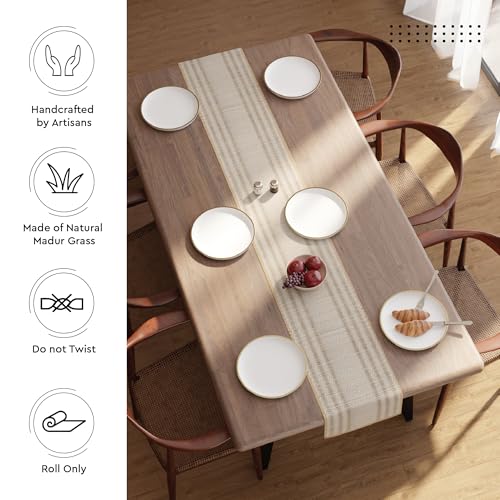 Image of Encasa XO Dining Table Runner 8 Seater, Handcrafted Madurkathi River Grass