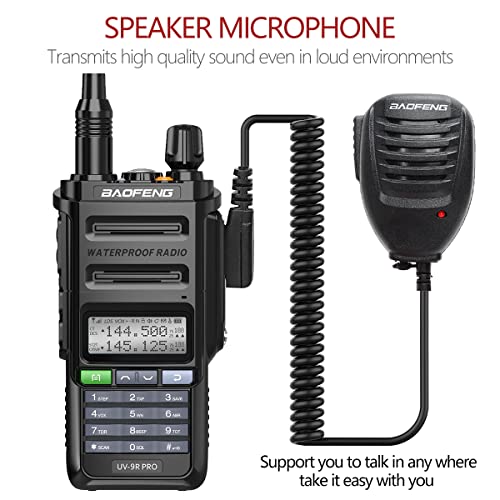 BAOFENG UV-9R PRO Dustproof Waterproof IP67 Transceiver Walkie Talkie 5W Handheld Dual Band Rechargeable Two Way Radio with Extra Programming Cable,Headsets,Speaker Mic(Black)