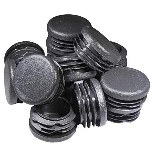 Image of Prescott Plastics 1 1 /4 inch (31.75mm) Outer Diameter Ribbed Plastic Hole Plugs, Round Black Metal Tubing End Caps, Strong Furniture Leg Inserts, Impact & Weather Resistant, Made in The USA - 50 Pack