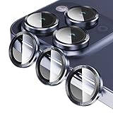 Jeluse 3X2 Pack Compatible for iPhone 15 Pro Max/iPhone 15 Pro Camera Lens Protector 9H Tempered Glass Cover, Drop Protection, Scratch Resistant, Automatic Alignment, Night Shooting Mode