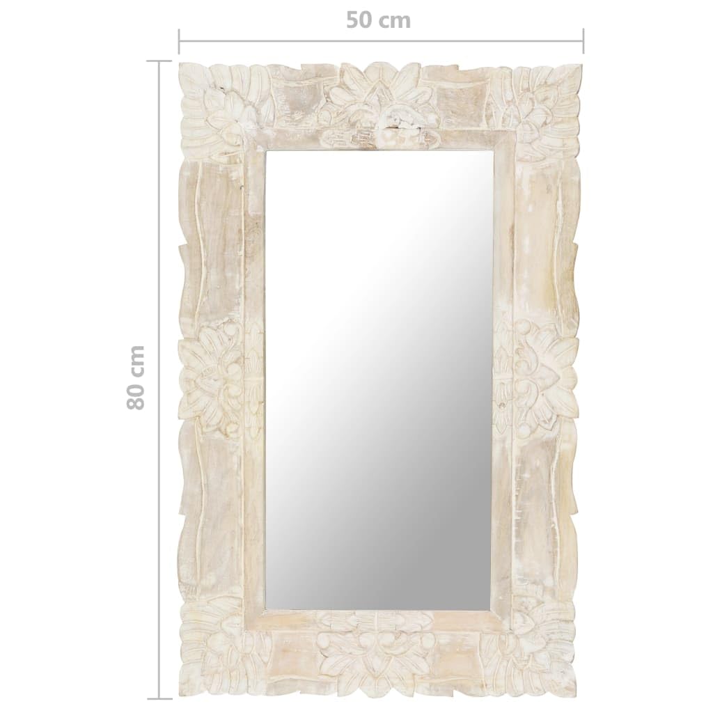 Genérico Espejo de Madera Maciza de Mango Blanco 80x50 cm,Casa y jardín,Decoración,Espejos,321633