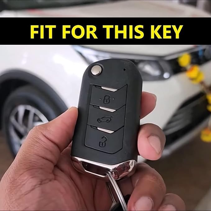 Image of BKN Luxury Metal Silicon Waterproof Transformer Car Key Cover with Keychain & Full Protection for Mahindra Thar, XUV700, XUV 3XO, XUV300, Scorpio, Scorpio-N, Marazzo, New Bolero (3 Button Flip Key)