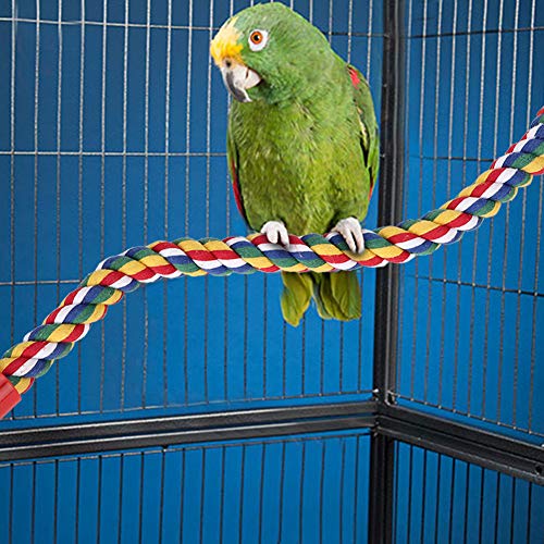 Image of Bird Rope Perch, Colorful Bendable Chewable Cotton Ropes Perch Stand for Parrot Budgie Parakeet Cockatiel Conure Lovebird Finch Canary (S)