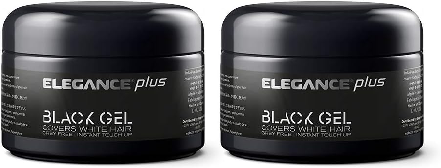 Elegance Pro Gel Plus Color Black Strong Hold Gel With Instant Black Hair Touch up (2 Pack)