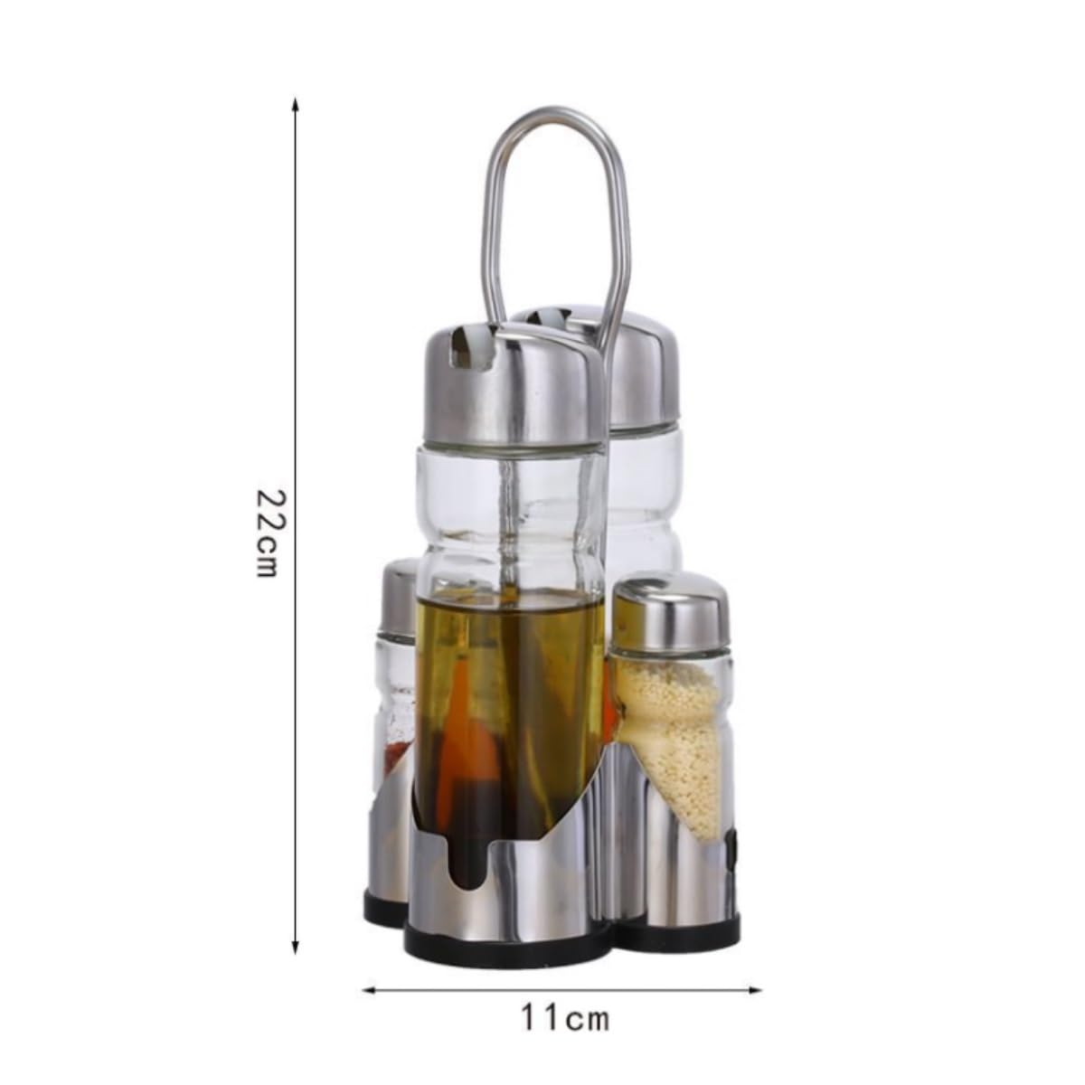 Dispenser per Salsa di Soia Kit Distributore Olio E Aceto Con Supporto In Acciaio Inox Flacone Erogatore In Vetro Trasparente Contenitore Dell'olio