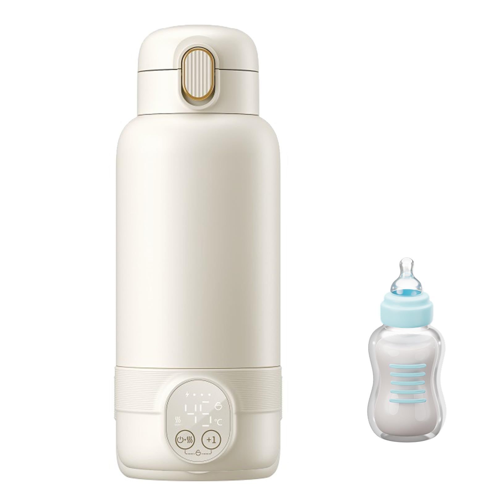 Cordless Portable Bottle Warmer, 500 ml, portatile, regolabile da 37 a 55 gradi, con indicatore LED, scaldabiberon in viaggio, 24 ore, temperatura costante per latte materno e acqua