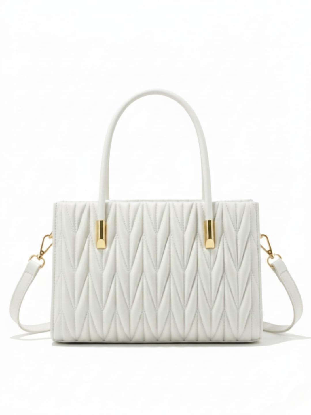 Women’s Chevron Quilted PU Rexine Sling Bag | Premium Dual Compartment Handbag with Detachable Strap & Top Handles-image-36
